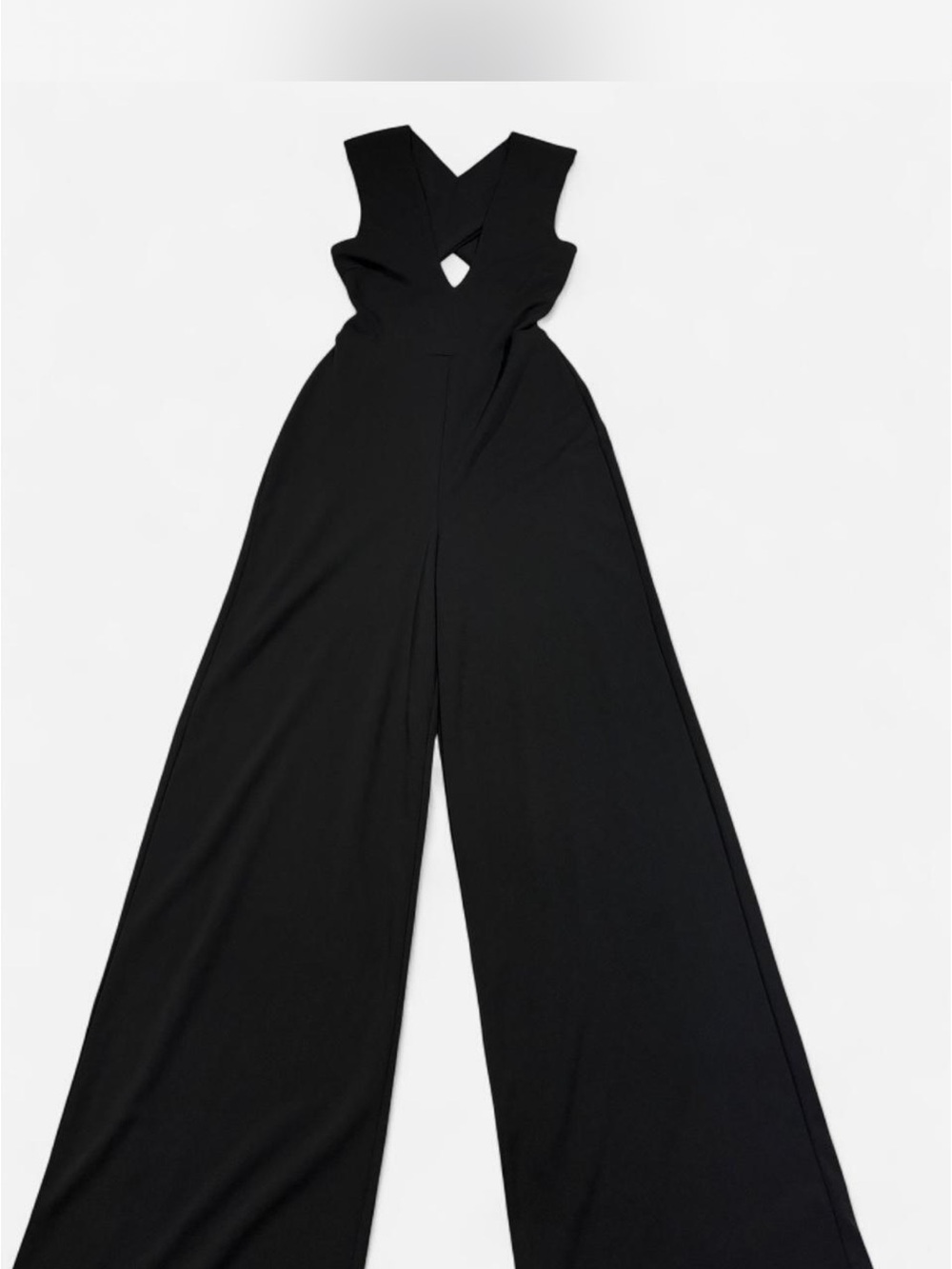 Lulu's Black Sleeveless Wide-Leg Cross-Back Jumpsuit